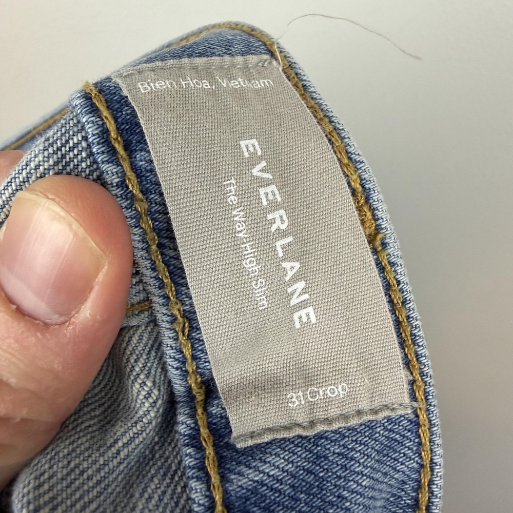 Everlane Jeans Womens 31 Light Blue Wash Way High Slim‎ Crop High Rise Denim - Picture 6 of 10